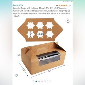 Cupcake Boxes fits 12 !  25 total NEW with window
